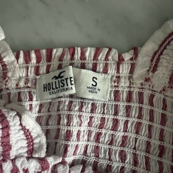 HOLLISTER ADORABLE Comfortable Red and White Striped Shirt W Elastic Great Cond. - Picture 7 of 7